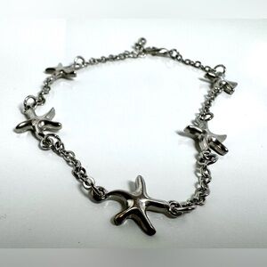 Ocean Starfish Charm Silver-tone Link Bracelet #1532